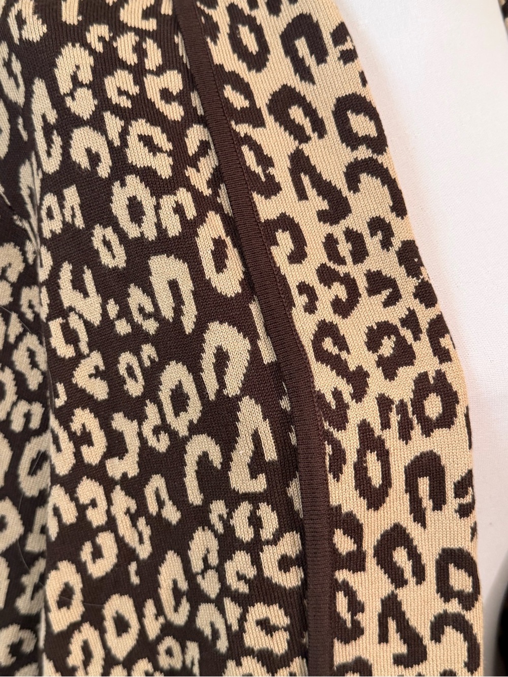 Cable & Gauge Leopard Print Open-Front Cardigan - Brown & Cream - Picture 2 of 9